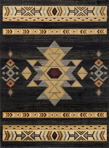 Tribes GC_YLS4004 Black 5 ft. 3 in. x 7 ft. 3 in. Southwest Area Rug