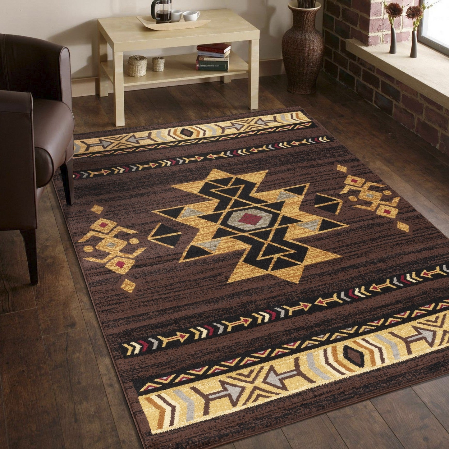 Tribes GC_YLS4005 Brown 7 ft. 10 in. x 10 ft. 3 in. Southwest Area Rug