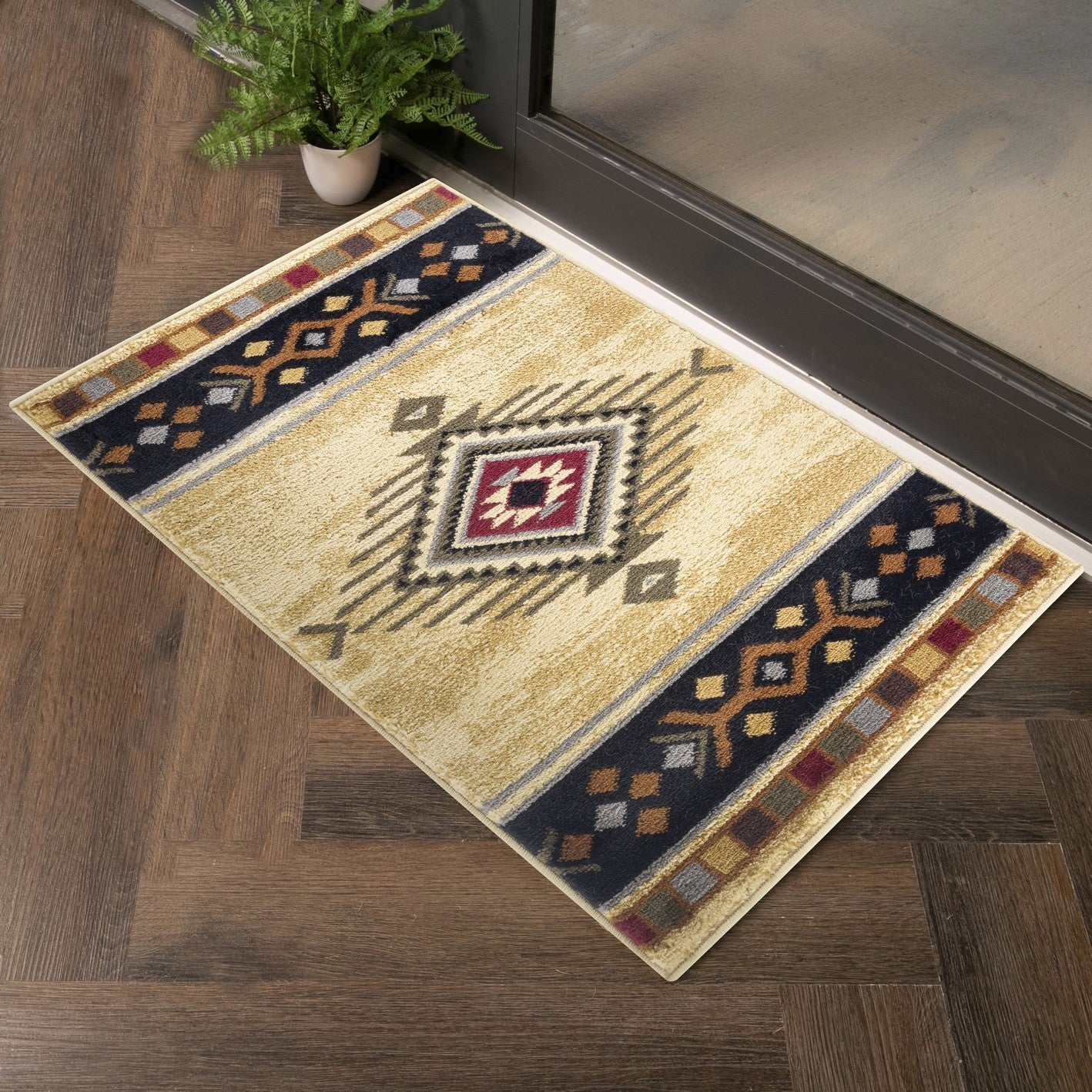 Tribes GC_YLS4003 Cream 2 ft. 7 in. x 7 ft. 3 in. Southwest Area Rug