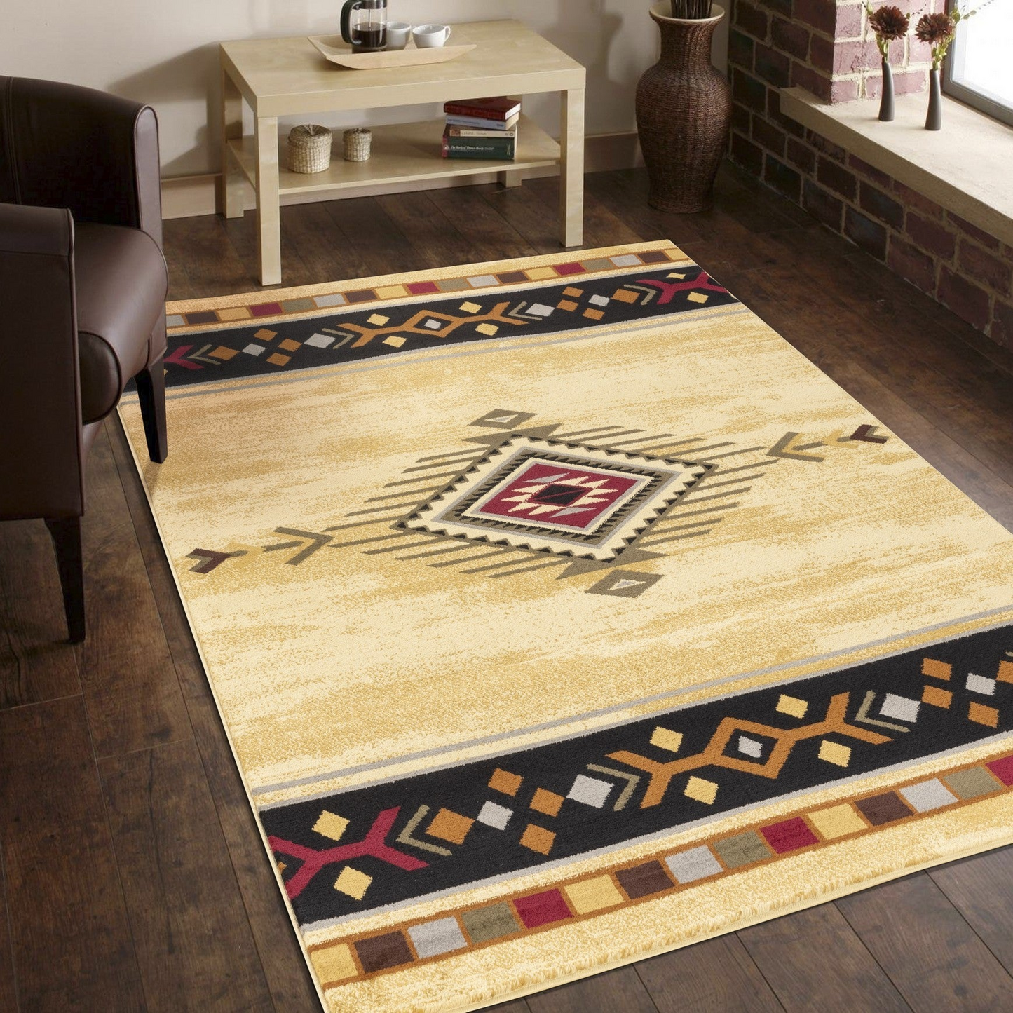Tribes GC_YLS4003 Cream 2 ft. 7 in. x 7 ft. 3 in. Southwest Area Rug