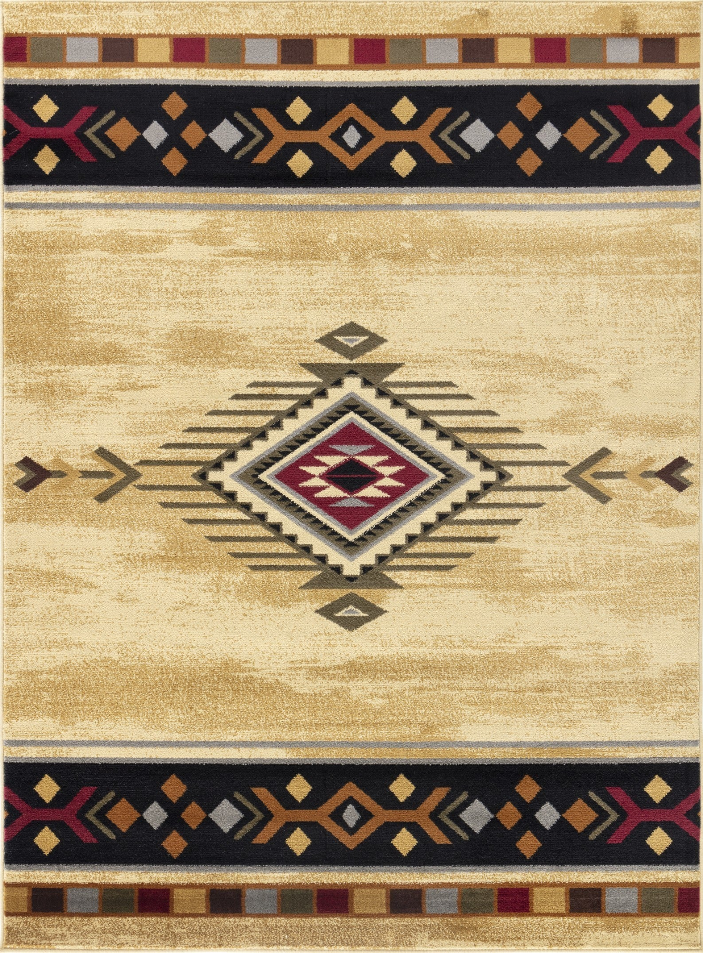 Tribes GC_YLS4003 Cream 2 ft. 7 in. x 7 ft. 3 in. Southwest Area Rug