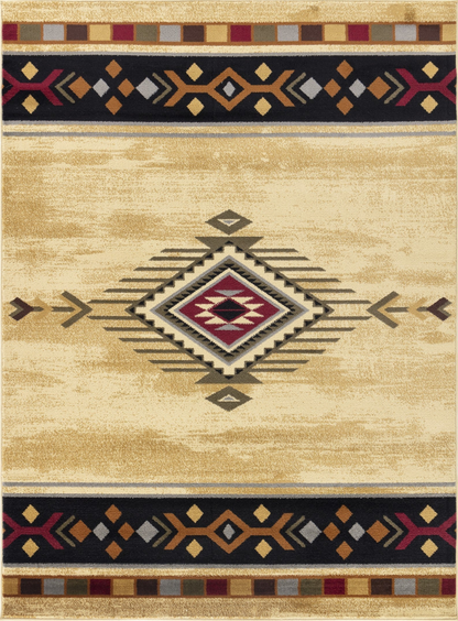 Tribes GC_YLS4003 Cream 2 ft. 7 in. x 7 ft. 3 in. Southwest Area Rug
