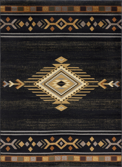 Tribes GC_YLS4001 Black 2 ft. x 3 ft. Southwest Area Rug
