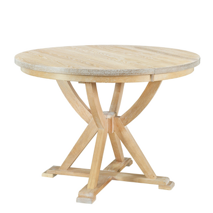 Mid-Century 5-Piece Extendable Round Dining Table Set with 15.7" Removable Leaf and 4 Cross Back Dining Chairs, Natural