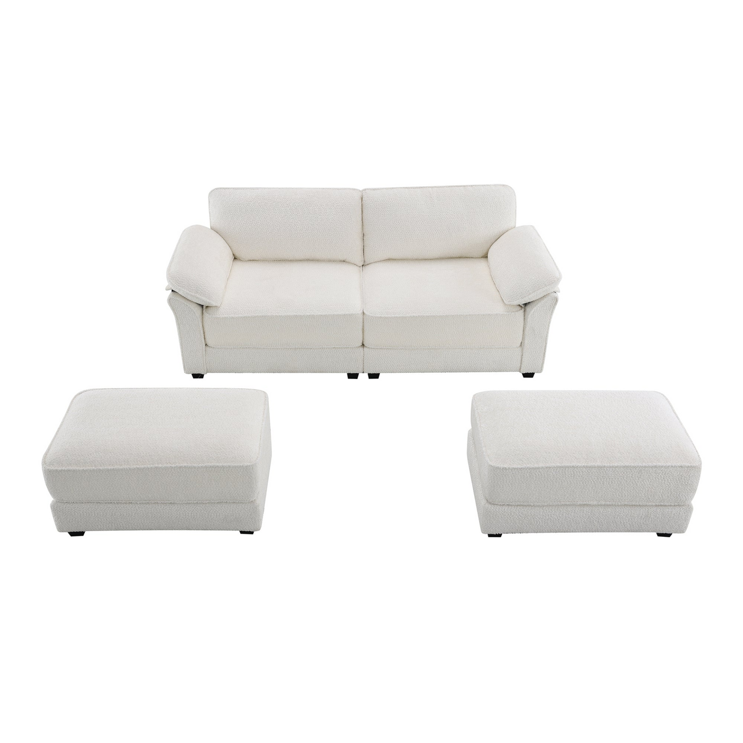 Free Combination Modular Convertible Sectional Sofa Bed Set, 4 Seat Upholstered Sleeper Corner Couch, Deep-Seat Loveseat with Ottoman for Living Room, Office, Apartment,2 Colors