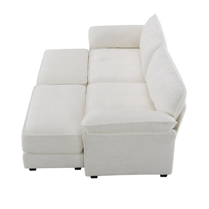 Free Combination Modular Convertible Sectional Sofa Bed Set, 4 Seat Upholstered Sleeper Corner Couch, Deep-Seat Loveseat with Ottoman for Living Room, Office, Apartment,2 Colors
