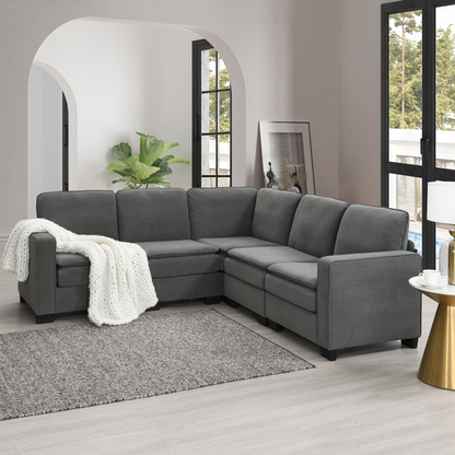 89*89" Oversized Velvet Modern Sectional Sofa,Large L Shaped Upholstered Indoor Furniture with Double Cushions,5 seat Cloud Corner Couch for Living Room,Apartment,Office,2 Colors
