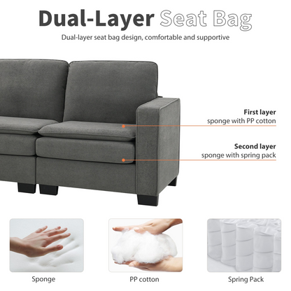 89*89" Oversized Velvet Modern Sectional Sofa,Large L Shaped Upholstered Indoor Furniture with Double Cushions,5 seat Cloud Corner Couch for Living Room,Apartment,Office,2 Colors