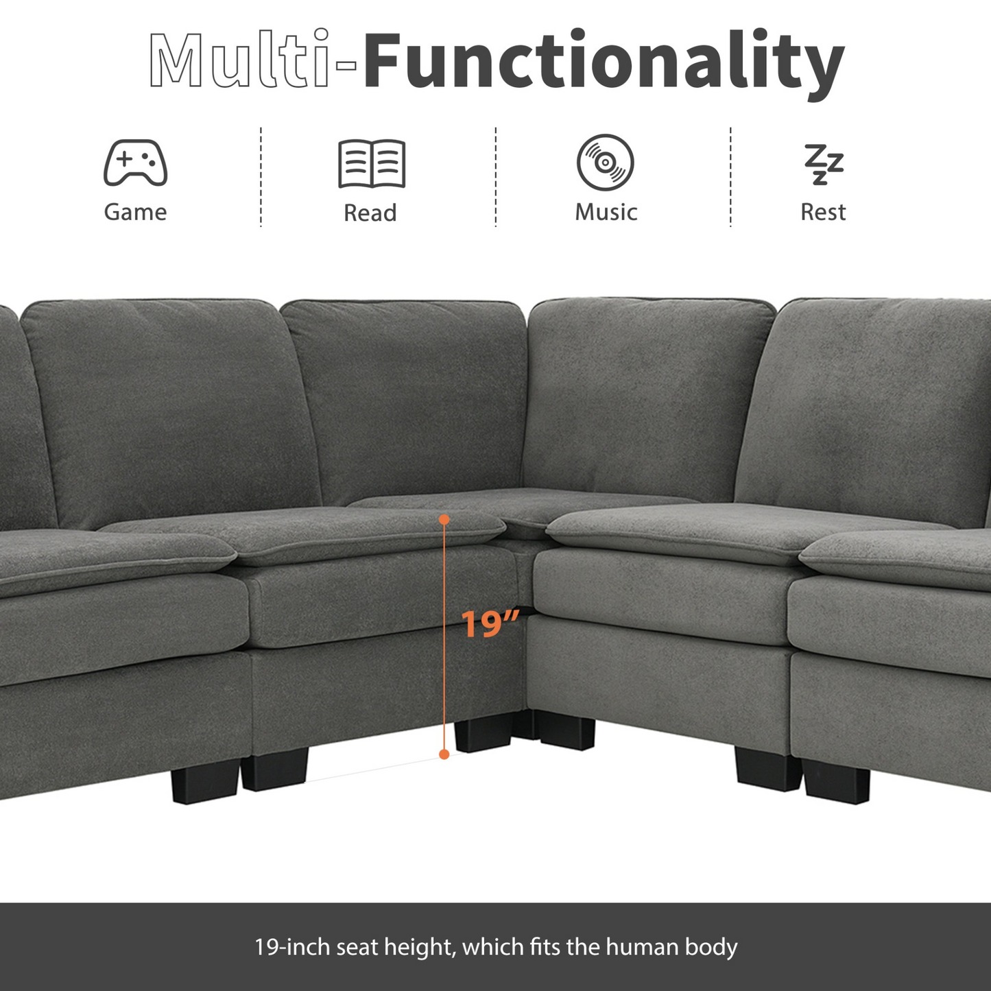 89*89" Oversized Velvet Modern Sectional Sofa,Large L Shaped Upholstered Indoor Furniture with Double Cushions,5 seat Cloud Corner Couch for Living Room,Apartment,Office,2 Colors