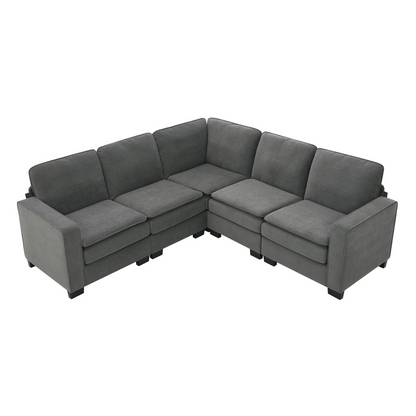 89*89" Oversized Velvet Modern Sectional Sofa,Large L Shaped Upholstered Indoor Furniture with Double Cushions,5 seat Cloud Corner Couch for Living Room,Apartment,Office,2 Colors