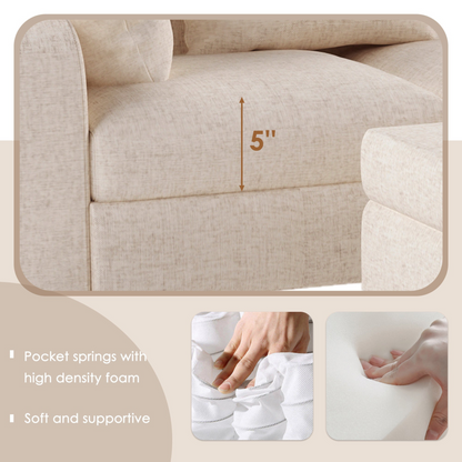 87" Modern Sectional Sofa with coffee table,6-Seat Couch Set with Storage Ottoman,Various Combinations,L-Shape Indoor Furniture with Unique Armrests for Living Room,Apartment, 2 Colors(6 pillows)