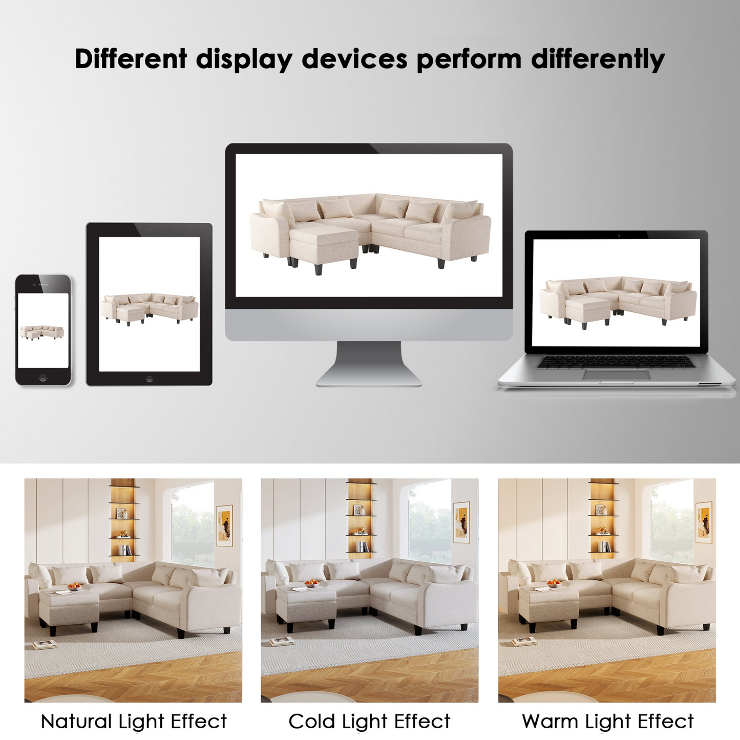 87" Modern Sectional Sofa with coffee table,6-Seat Couch Set with Storage Ottoman,Various Combinations,L-Shape Indoor Furniture with Unique Armrests for Living Room,Apartment, 2 Colors(6 pillows)