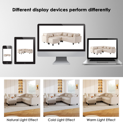 87" Modern Sectional Sofa with coffee table,6-Seat Couch Set with Storage Ottoman,Various Combinations,L-Shape Indoor Furniture with Unique Armrests for Living Room,Apartment, 2 Colors(6 pillows)