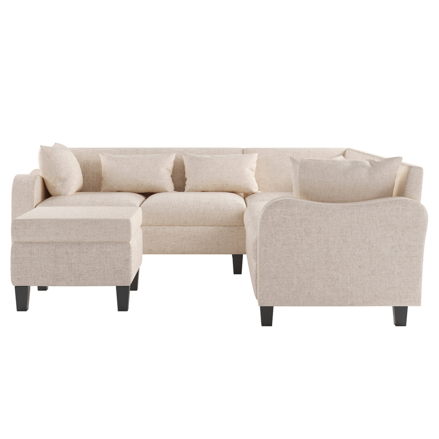 87" Modern Sectional Sofa with coffee table,6-Seat Couch Set with Storage Ottoman,Various Combinations,L-Shape Indoor Furniture with Unique Armrests for Living Room,Apartment, 2 Colors(6 pillows)
