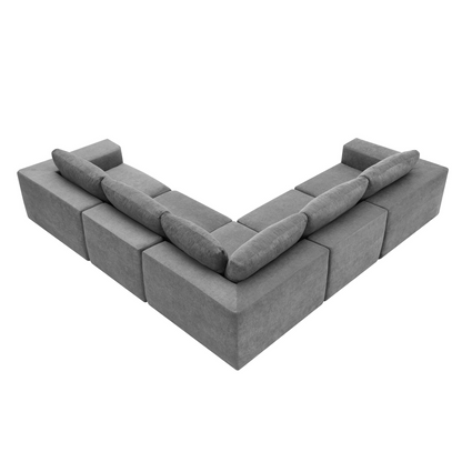 116*116" Modular L Shaped Sectional Sofa,Luxury Floor Couch Set,Upholstered Indoor Furniture,Foam-Filled Sleeper Sofa Bed for Living Room,Bedroom,5 PC Free Combination,3 Colors