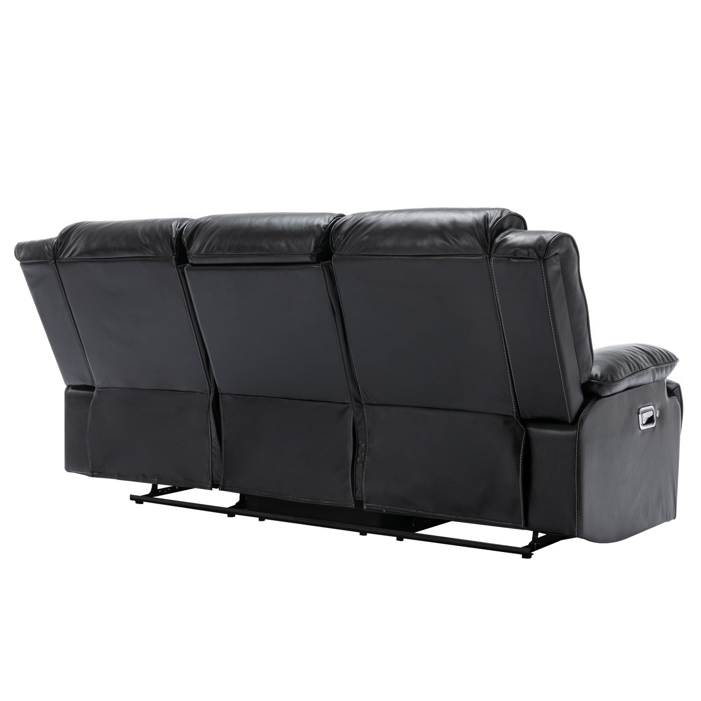 Home Theater Recliner Set Manual Recliner Chair with a LED Light Strip Two Built-in Cup Holders for Living Room,Bedroom, Black ,
