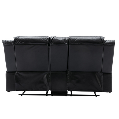 Home Theater Recliner Set Manual Recliner Chair with a LED Light Strip Two Built-in Cup Holders for Living Room,Bedroom, Black ,