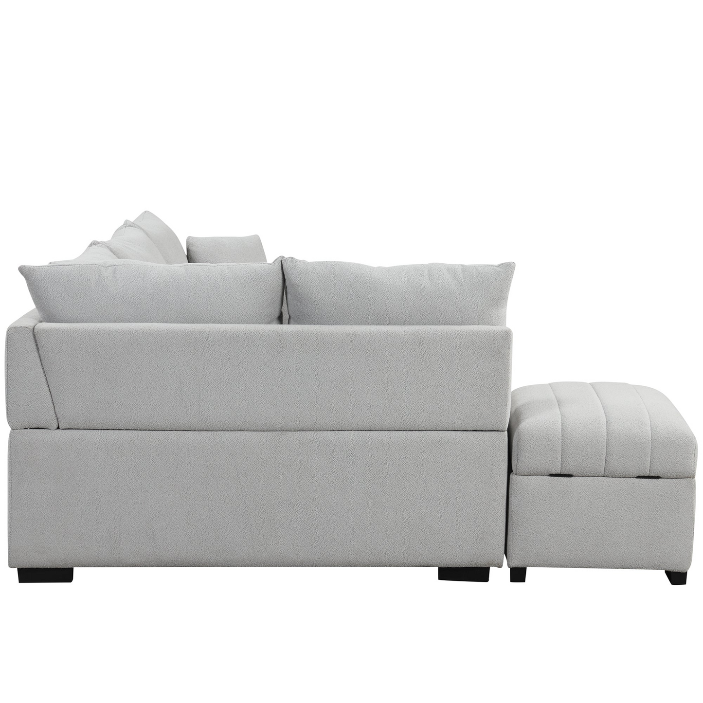 82.6" L-shaped Sectional Pull Out Sofa Bed Sleeper Sofa with Two USB Ports, Two Power Sockets and a Movable Storage Ottoman, Gray