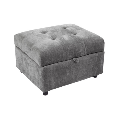 96.45"Sectional sofa Modular Sofa Couch with Three USB Ports, a Removable Storage Ottoman and Five Back Pillows for Living Room, Grey