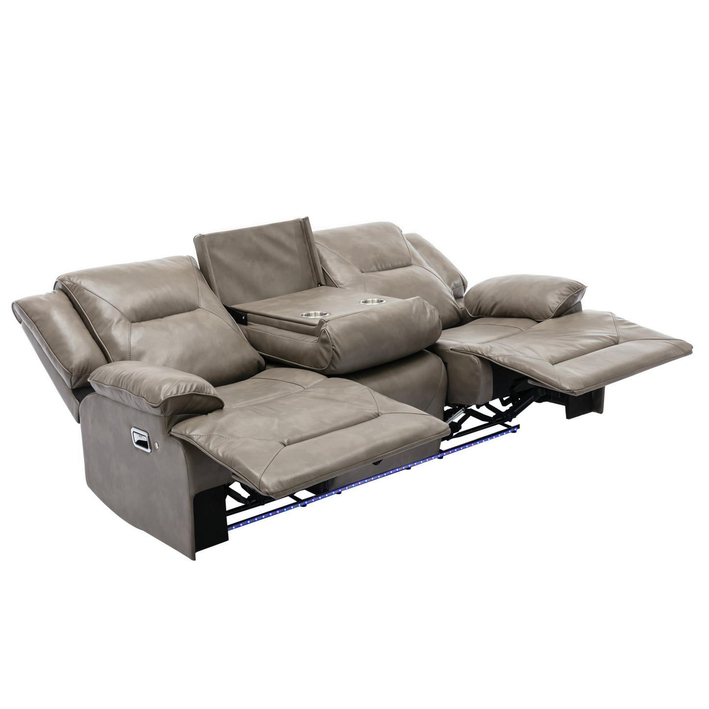Home Theater Recliner Set Manual Recliner Chair with a LED Light Strip Two Built-in Cup Holders for Living Room,Bedroom, Grey