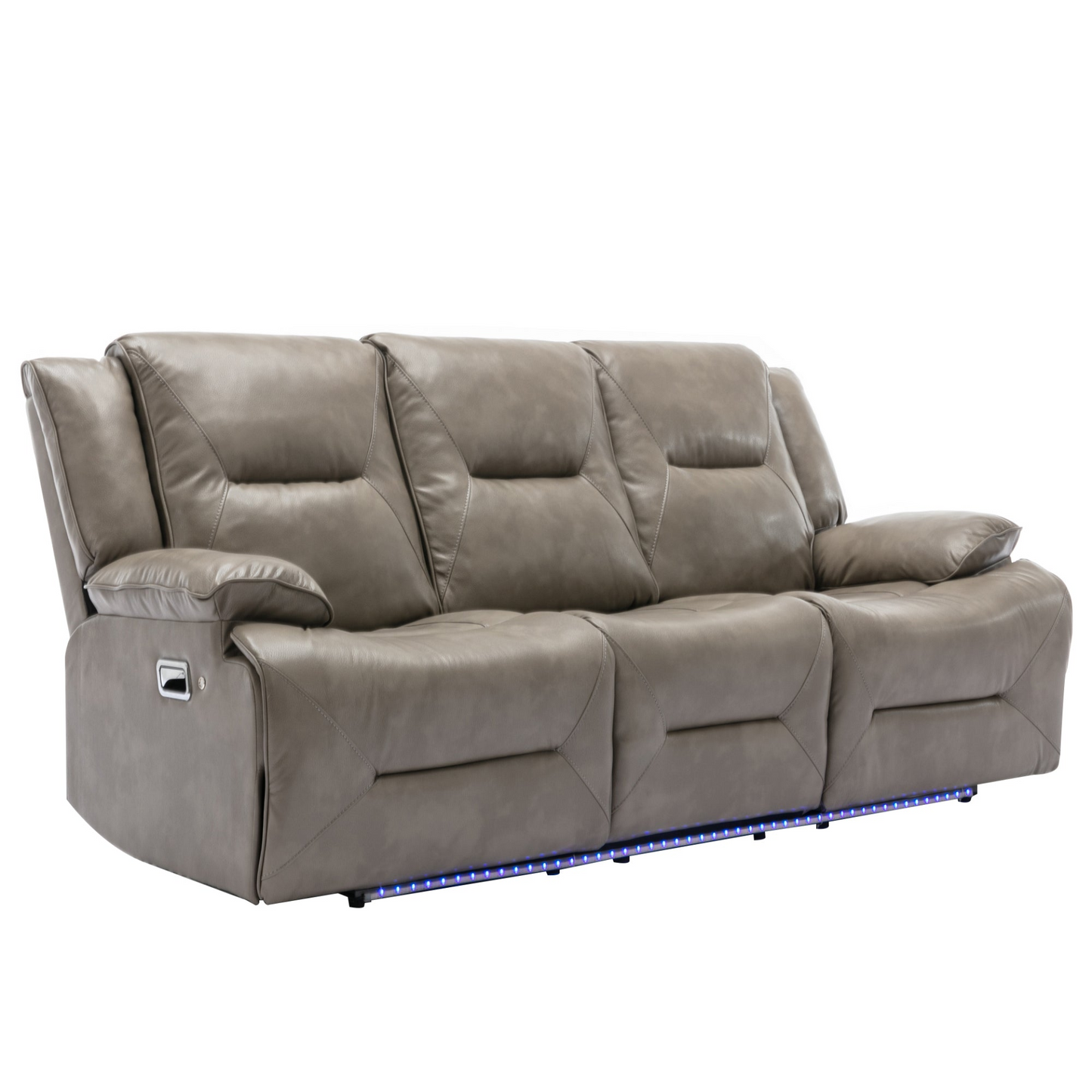 Home Theater Recliner Set Manual Recliner Chair with a LED Light Strip Two Built-in Cup Holders for Living Room,Bedroom, Grey