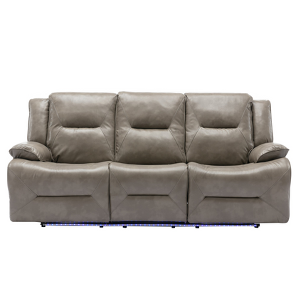 Home Theater Recliner Set Manual Recliner Chair with a LED Light Strip Two Built-in Cup Holders for Living Room,Bedroom, Grey