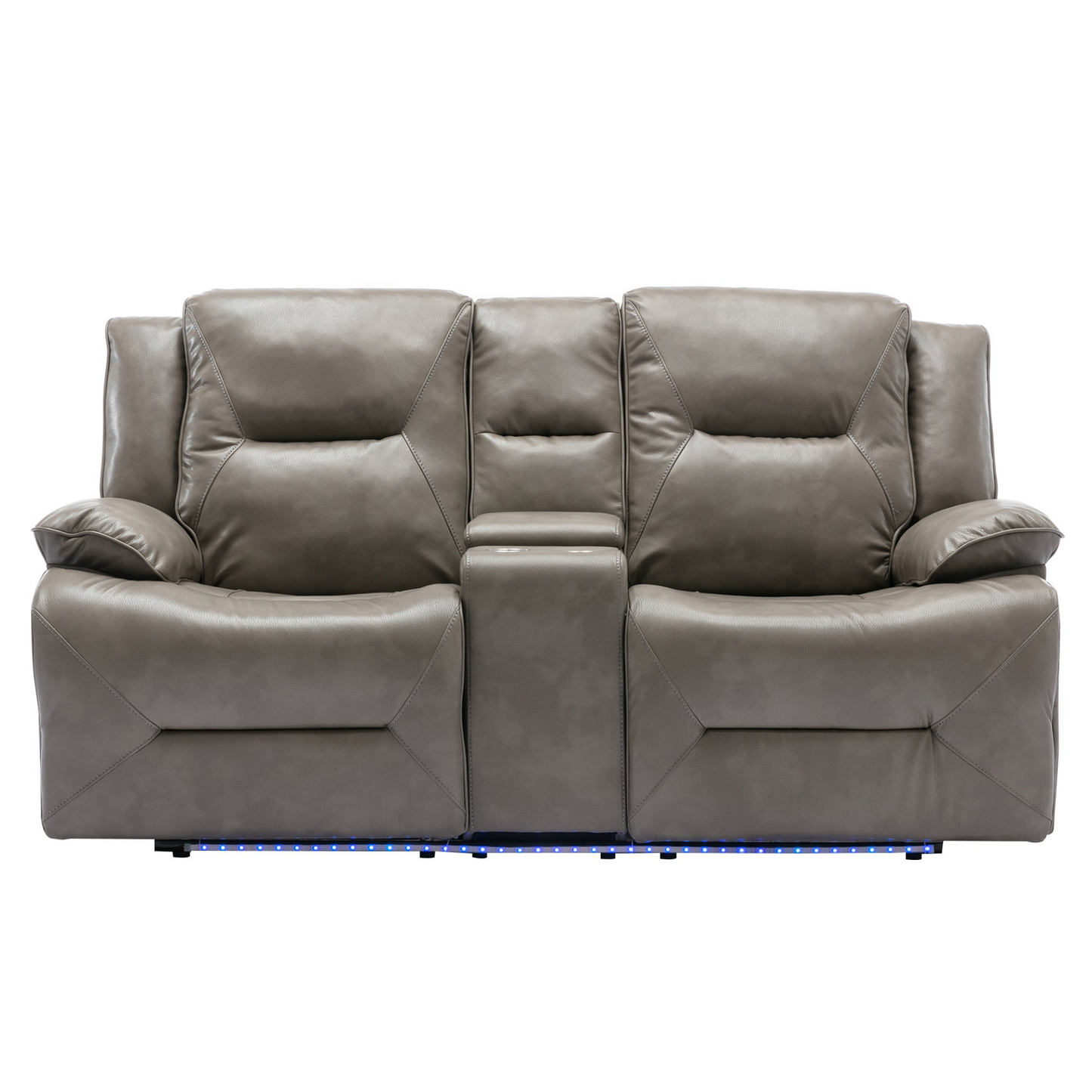 Home Theater Recliner Set Manual Recliner Chair with a LED Light Strip Two Built-in Cup Holders for Living Room,Bedroom, Grey