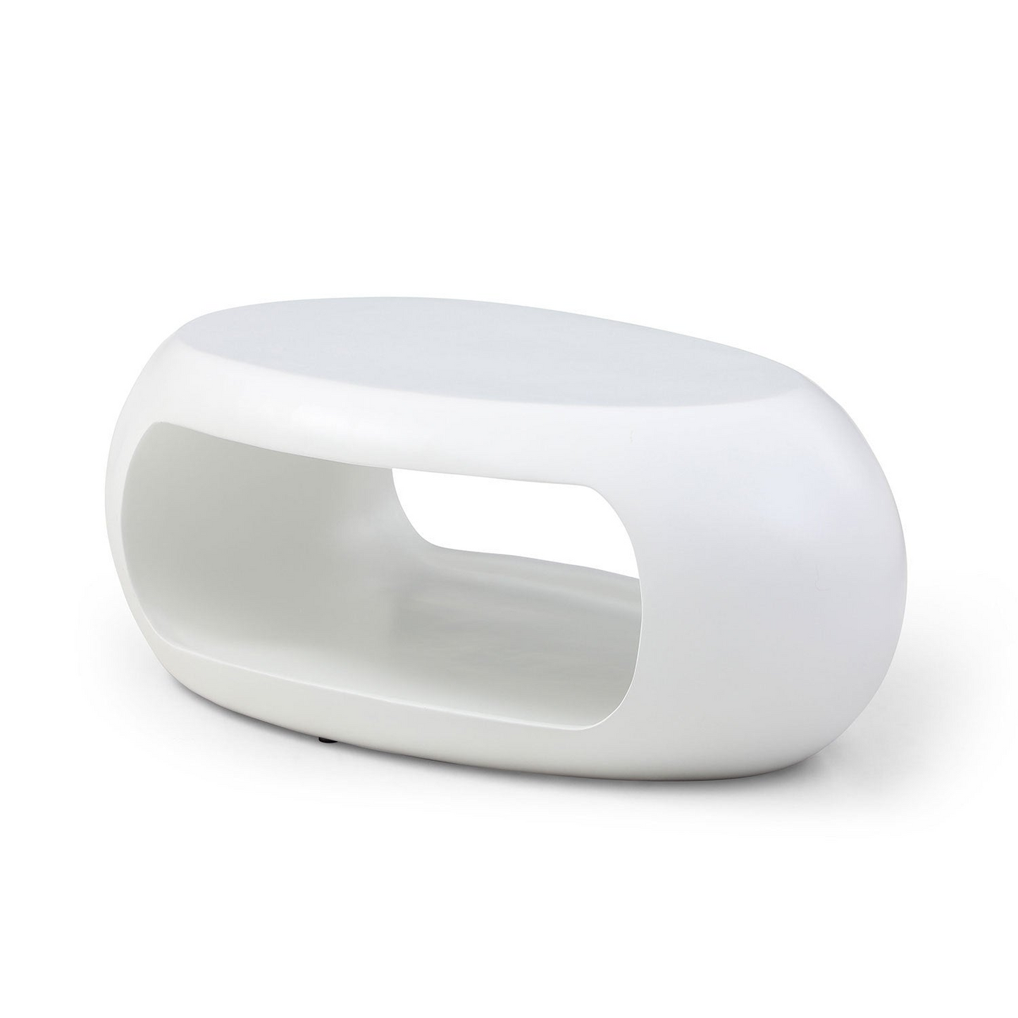 39.37'' Oval Coffee Table, Sturdy Fiberglass table for Living Room, No Need Assembly White