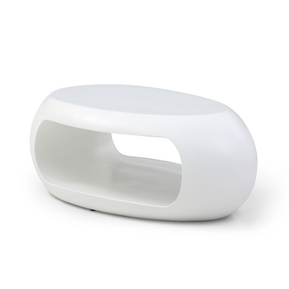 39.37'' Oval Coffee Table, Sturdy Fiberglass table for Living Room, No Need Assembly White