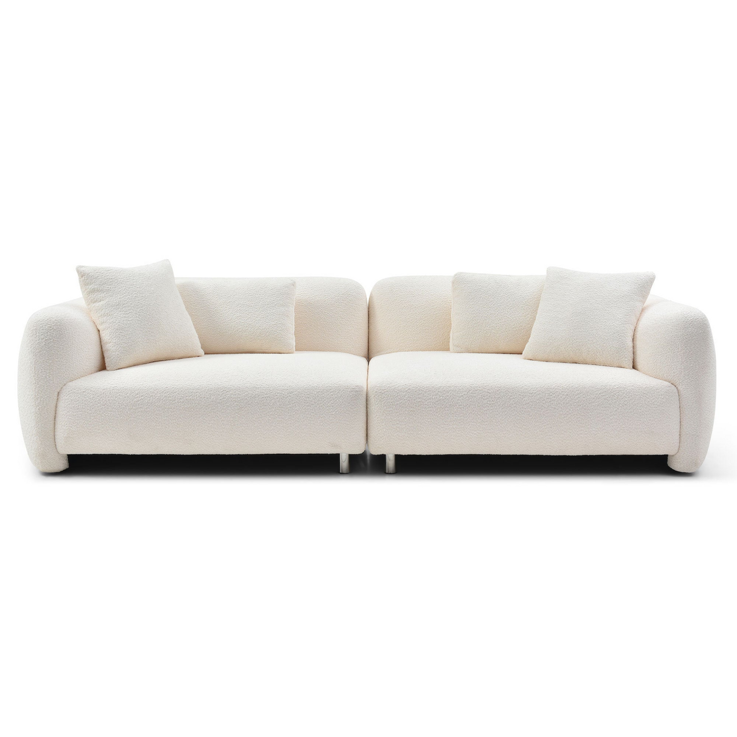 110.23'' Oversized Sofa Comfy Teddy Bouclé Couch with 4 Pillows Premium 3-Seater Bubble Couch  for Living Room/Bedroom,Home/Office BEIGE