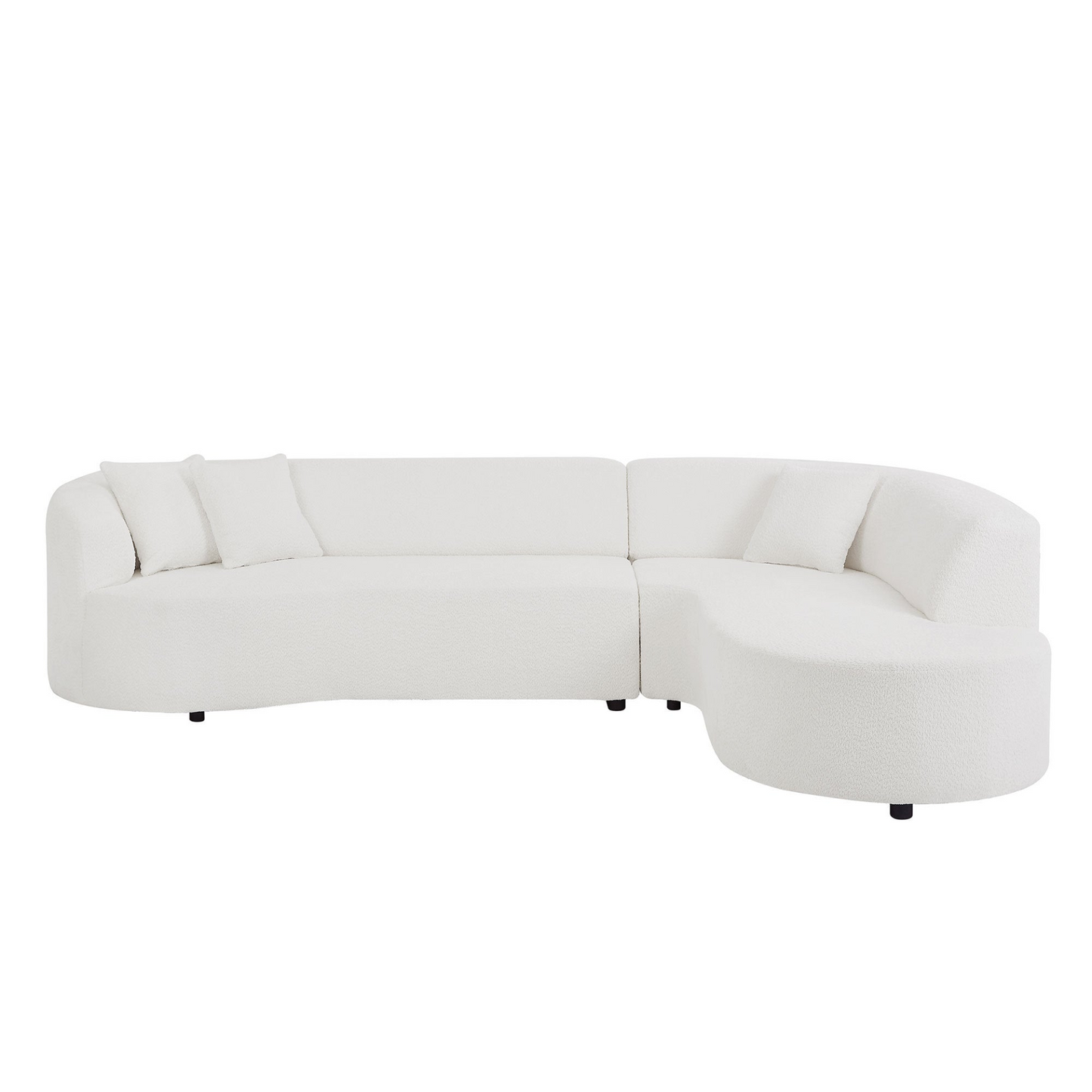 Convertible Modular Sectional Sofa with Right Chaises L-Shaped Corner Comfy Upholstered Couch Living Room Furniture Sets.WHITE