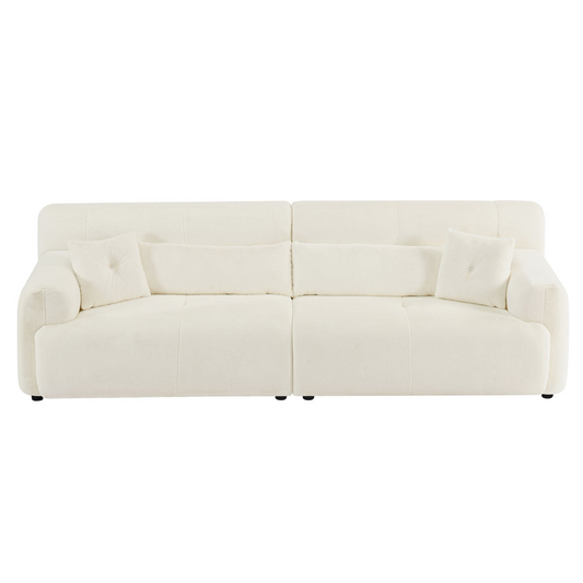 111.81'' Soft Thick Fuzzy Faux Rabbit Fur Couch Sofa ,Luxury Cute Cozy Furry couch,Plush Warm Fleece Fluffy ultra soft fabric sofa,Beige.