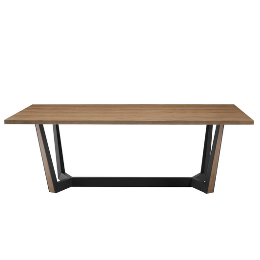 86.61" Dining Table  Mid-Century Modern Rectangle MDF Kitchen Table for Dining Room Balcony Cafe Bar Conference.Walnut.