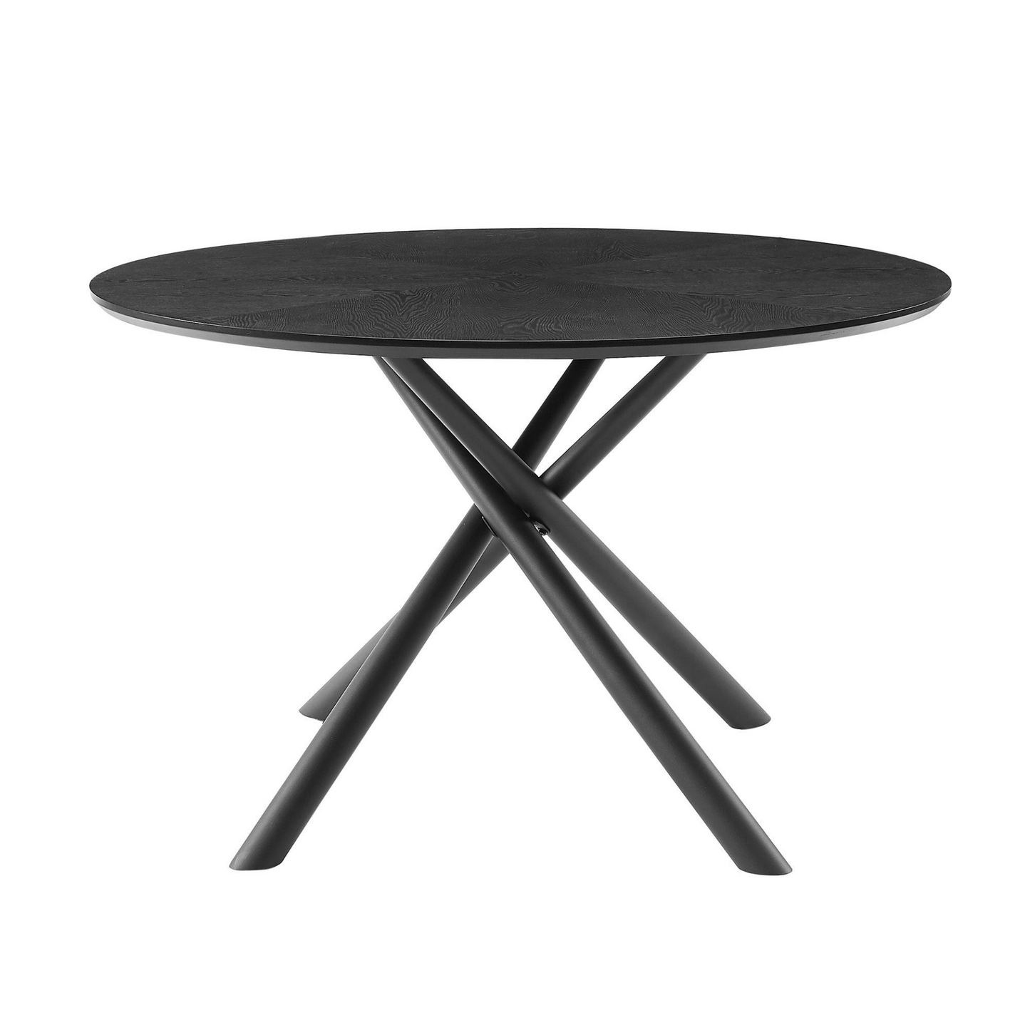 47.25'' Round MDF Coffee Table End Table Short Leisure Tea Table Cross Legs Metal Base, Easy to Assemble,BLACK