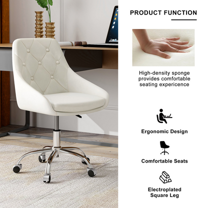 Modern velvet fabric with chrome legs living room furniture dining chair, soft and comfortable, lift adjustment, free movement convenient, space saving. (set of 1)