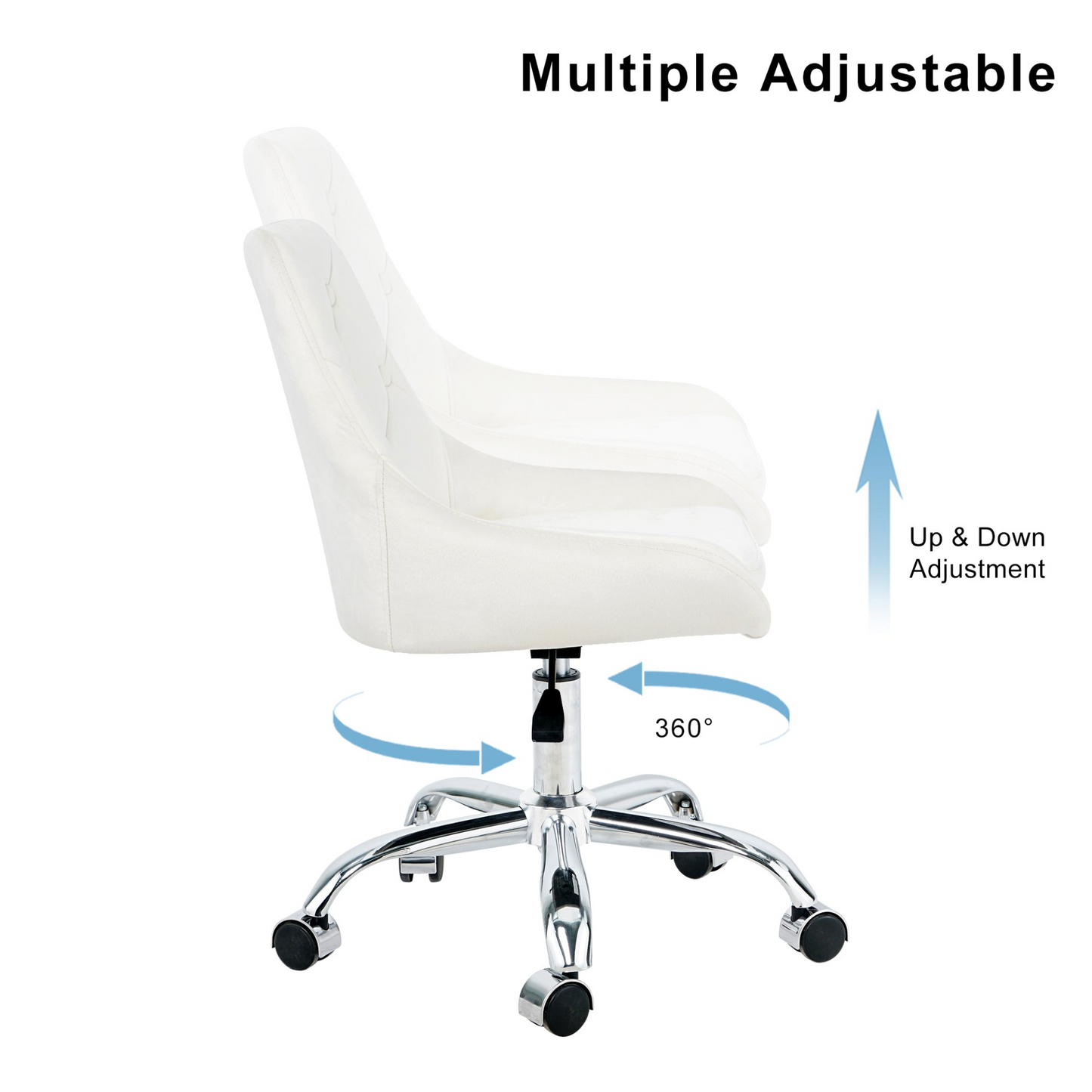 Modern velvet fabric with chrome legs living room furniture dining chair, soft and comfortable, lift adjustment, free movement convenient, space saving. (set of 1)