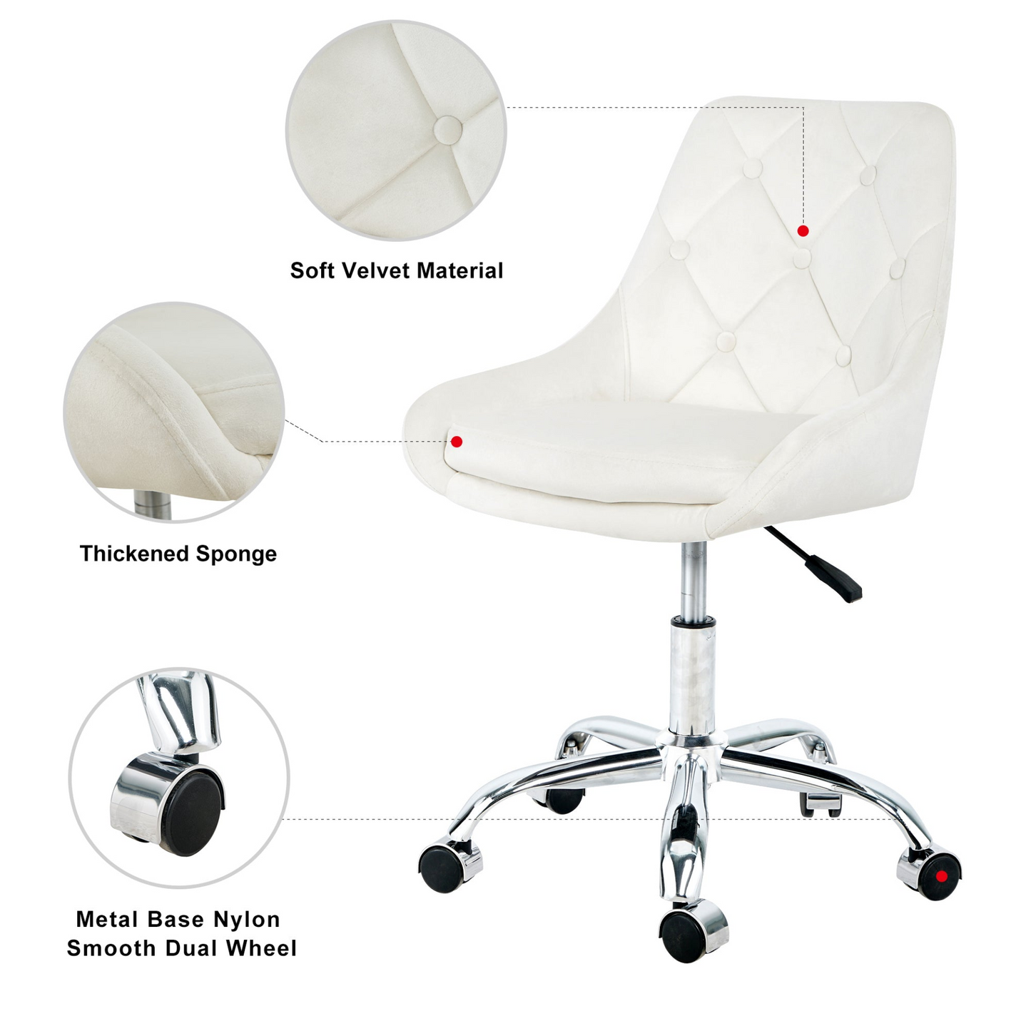 Modern velvet fabric with chrome legs living room furniture dining chair, soft and comfortable, lift adjustment, free movement convenient, space saving. (set of 1)