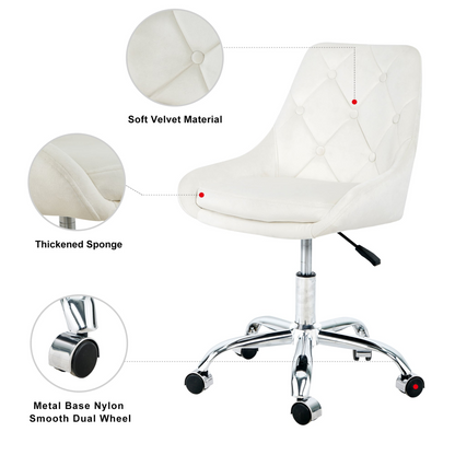 Modern velvet fabric with chrome legs living room furniture dining chair, soft and comfortable, lift adjustment, free movement convenient, space saving. (set of 1)