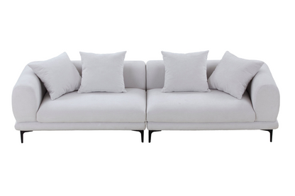 Mid-Century Modern Sofa Couch 4-Seater Fabric Sofa for Livingroom, Office ,Apartment, Business Lounge, Waiting Area, Hotel Lobby (Beige)