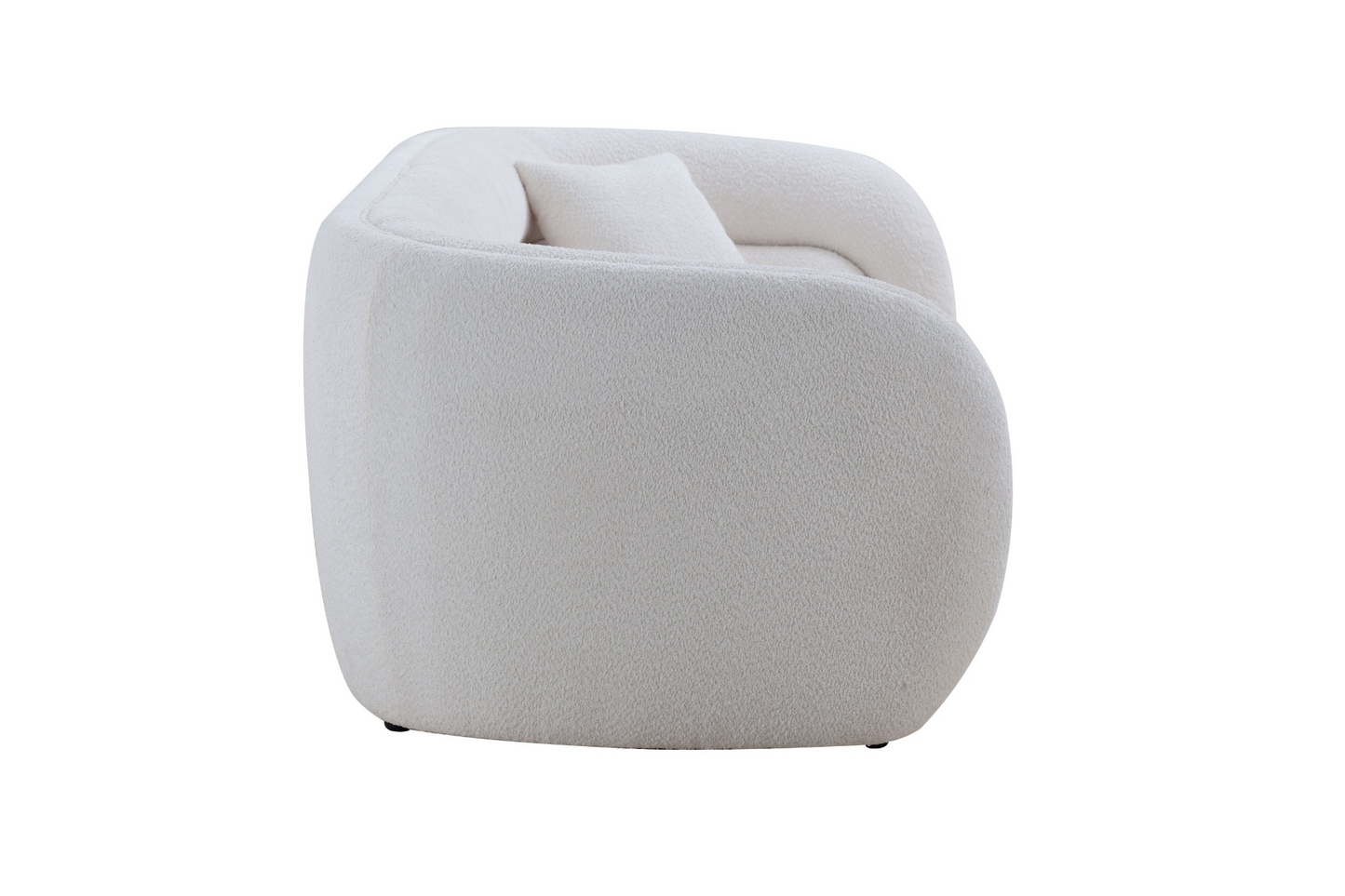 Mid Century Modern Curved Living Room Sofa, 3-Seat Boucle Fabric Couch for Bedroom, Office, Apartment, White