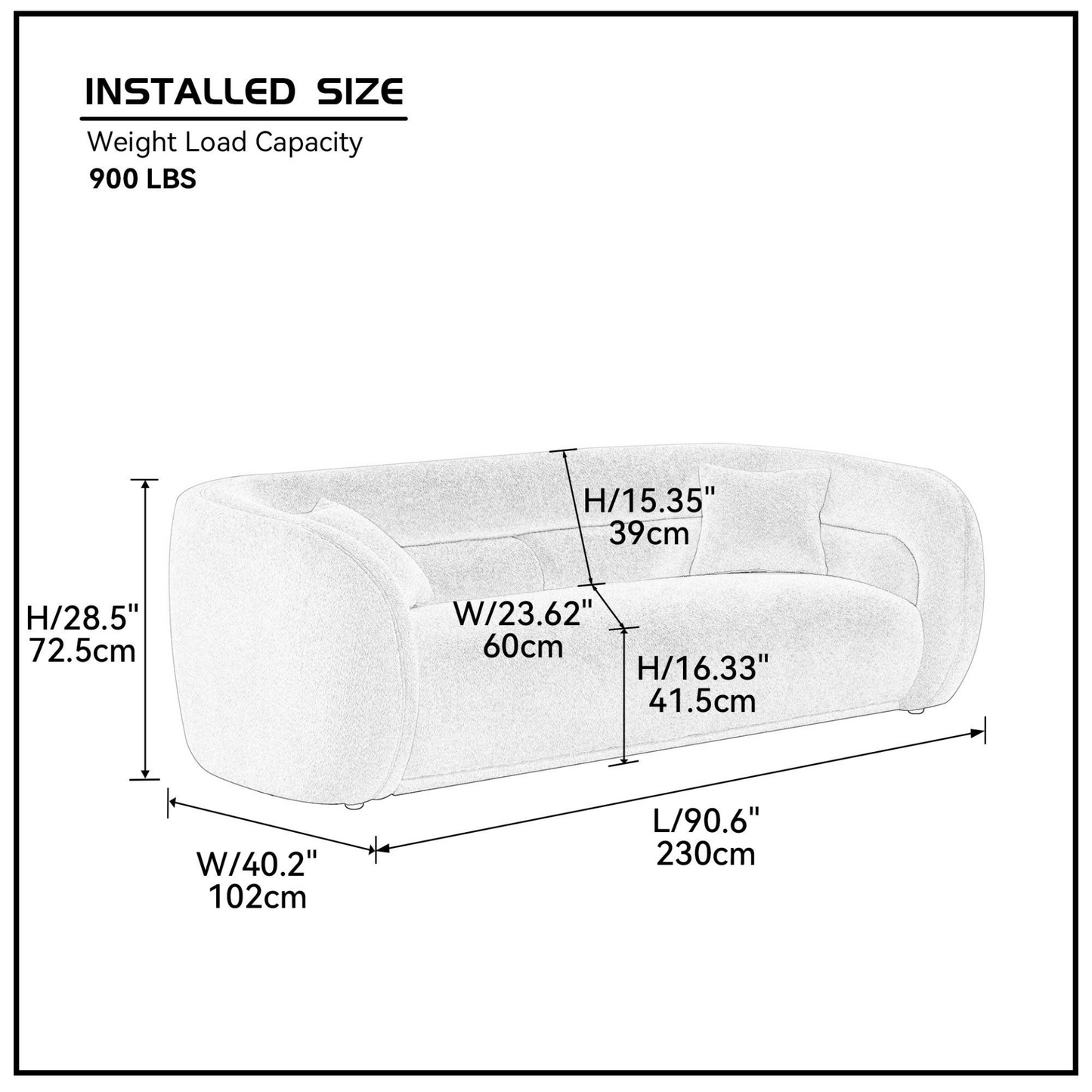 Mid Century Modern Curved Living Room Sofa, 3-Seat Boucle Fabric Couch for Bedroom, Office, Apartment, White