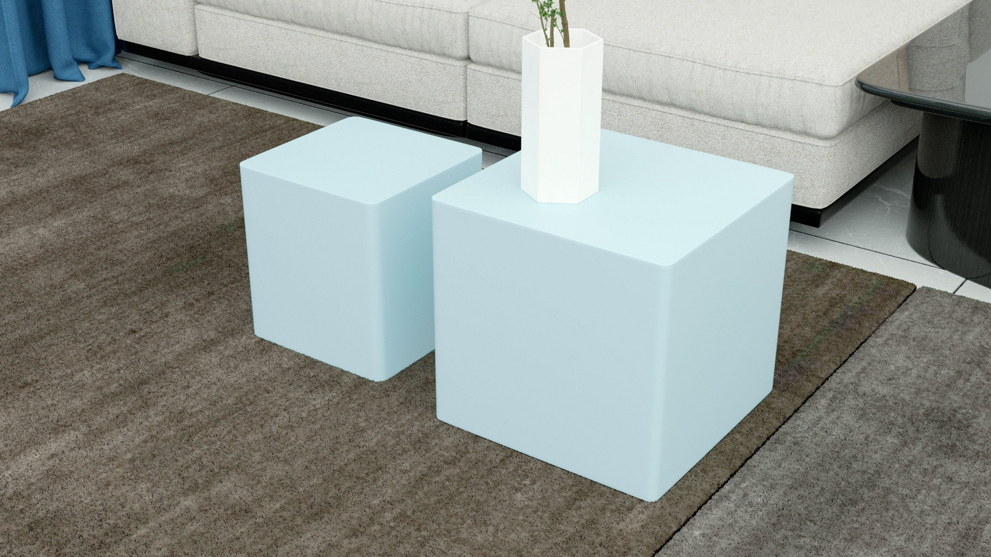 Nesting table set of 2 MDF Side Table BLUE