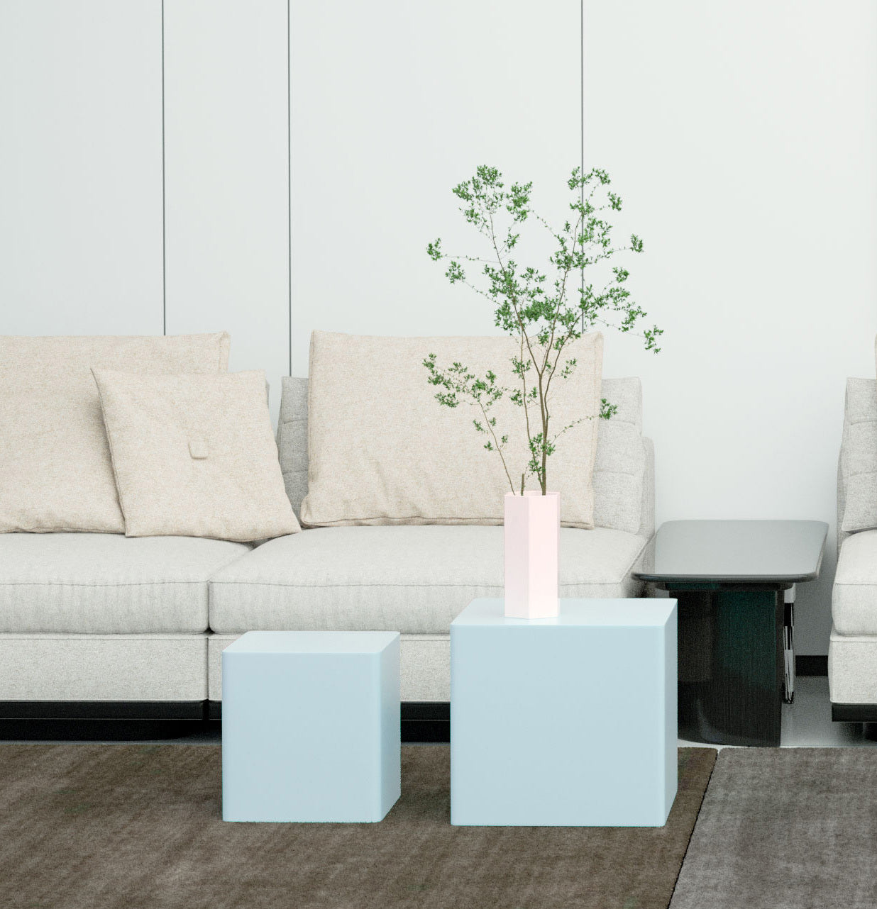Nesting table set of 2 MDF Side Table BLUE