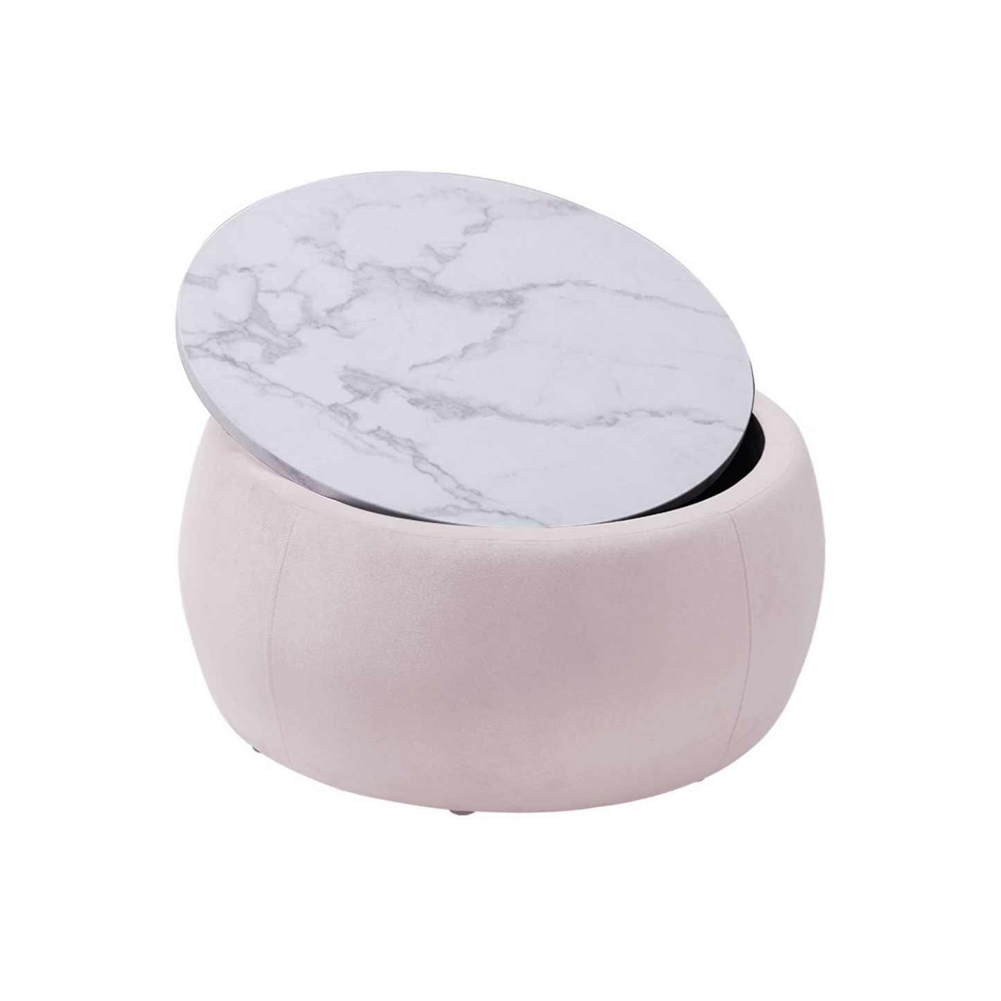 End Table with Storage, Round Accent Side Table with Removable Top for Living Room, Bedroom,Pink