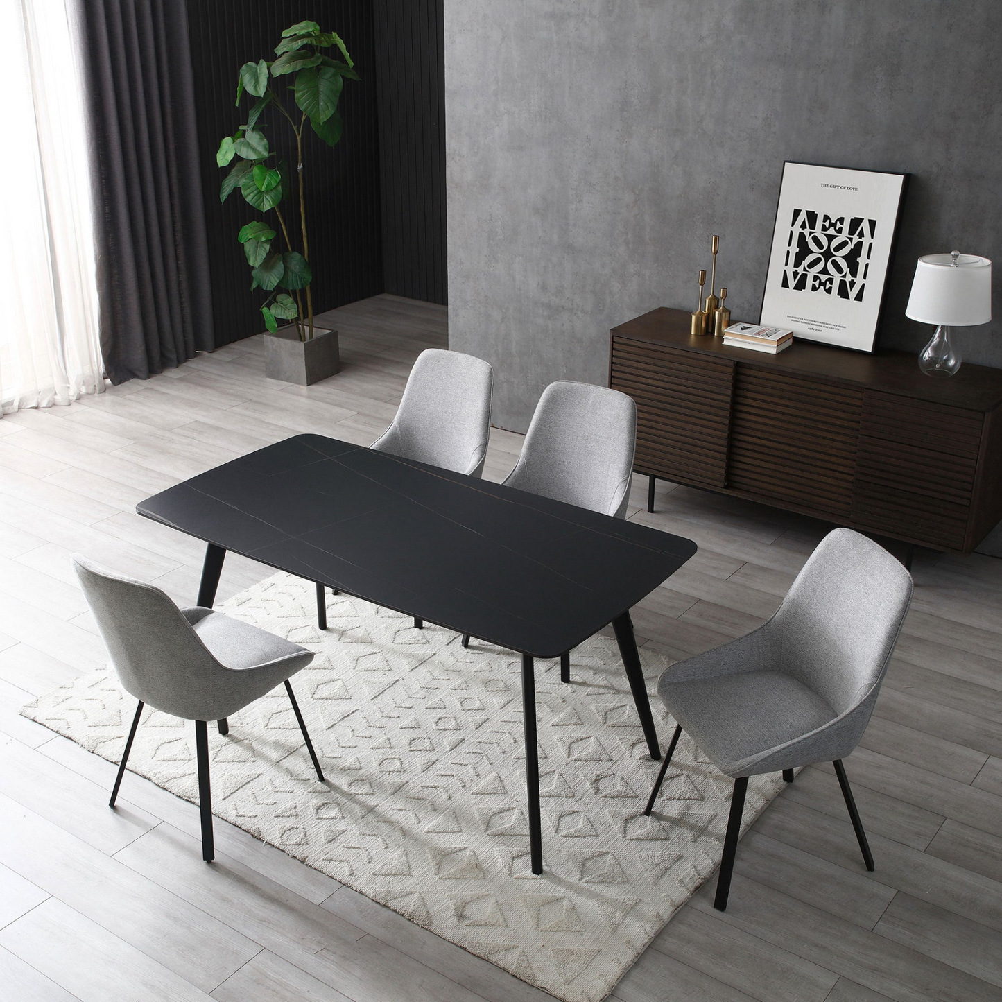 Update Package Sintered Stone Dining Table Thickness of 12mm Porcelain 70.86'' Black
