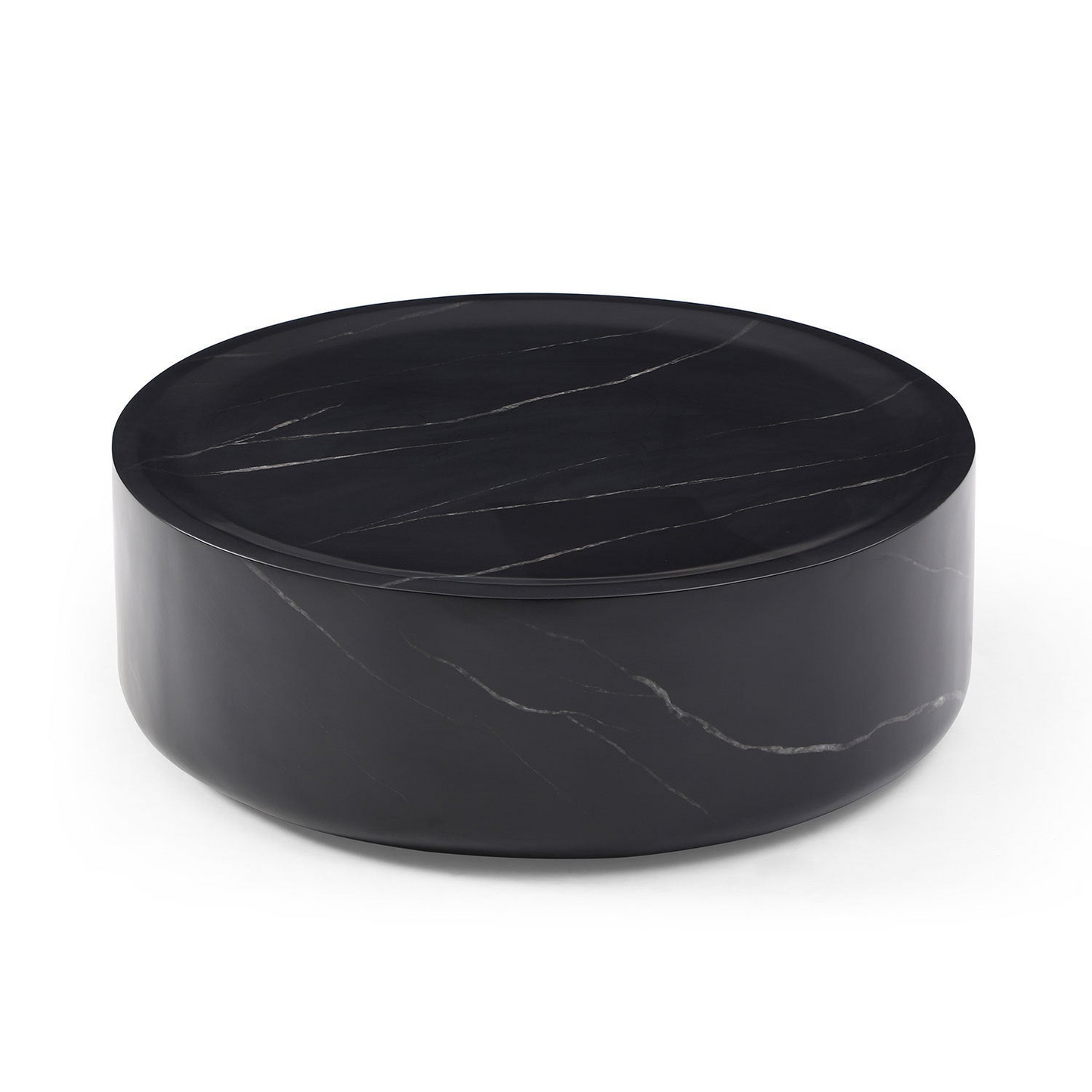 31.49'' Round coffee table,Sturdy Fiberglass table for Living Room, No Need Assembly,BLACK