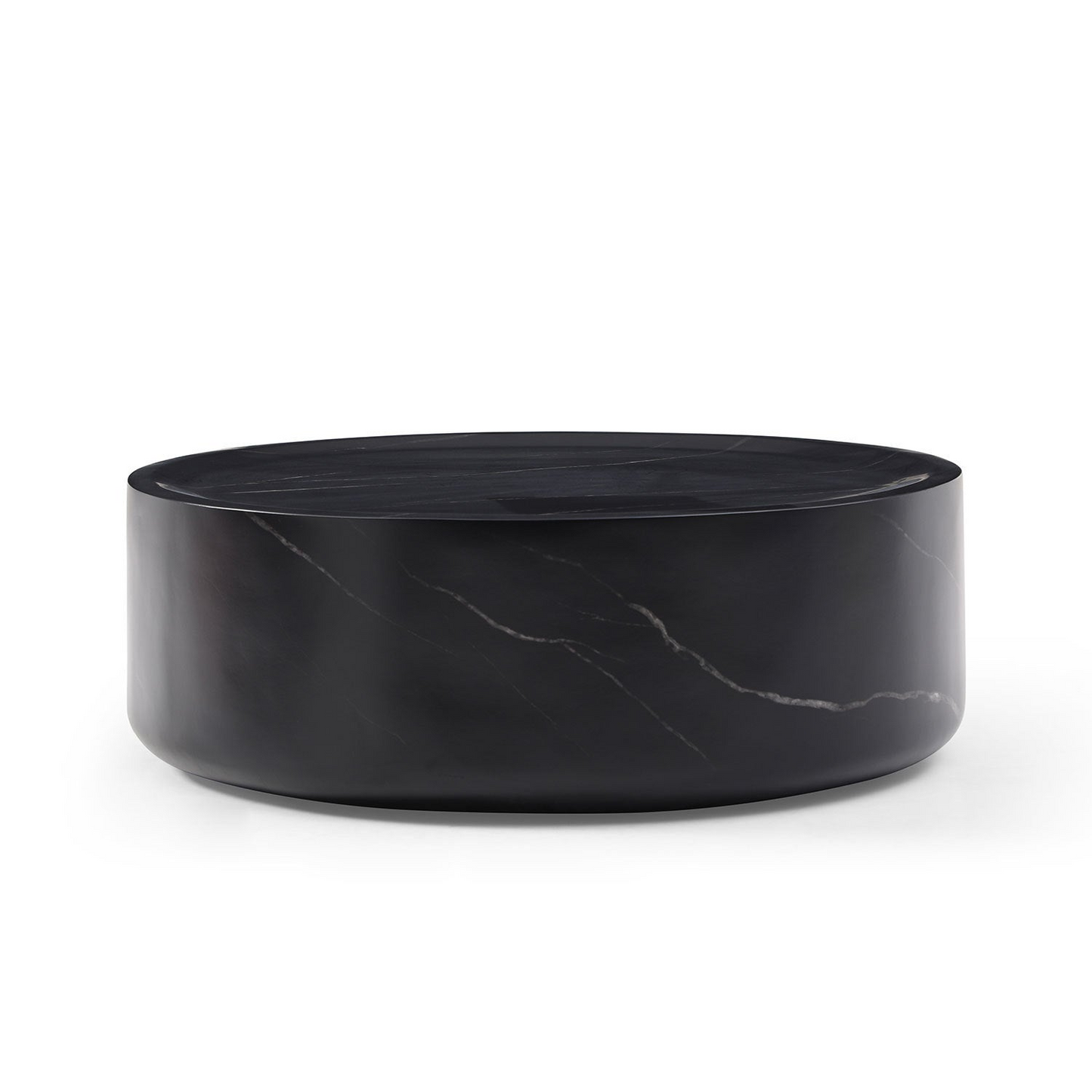 31.49'' Round coffee table,Sturdy Fiberglass table for Living Room, No Need Assembly,BLACK