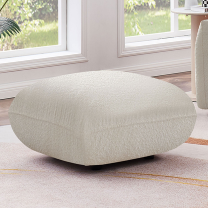 Mid Century Modern Couch 3-Seater Sofa with Ottoman Upholstered Footrest Stool Ottoman Foot Stool for Living Room, Bedroom, Beige
