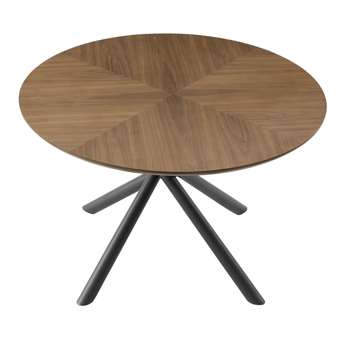 53.14'' Round MDF Coffee Table End Table Short Leisure Tea Table Cross Legs Metal Base, Easy to Assemble,Walnut.
