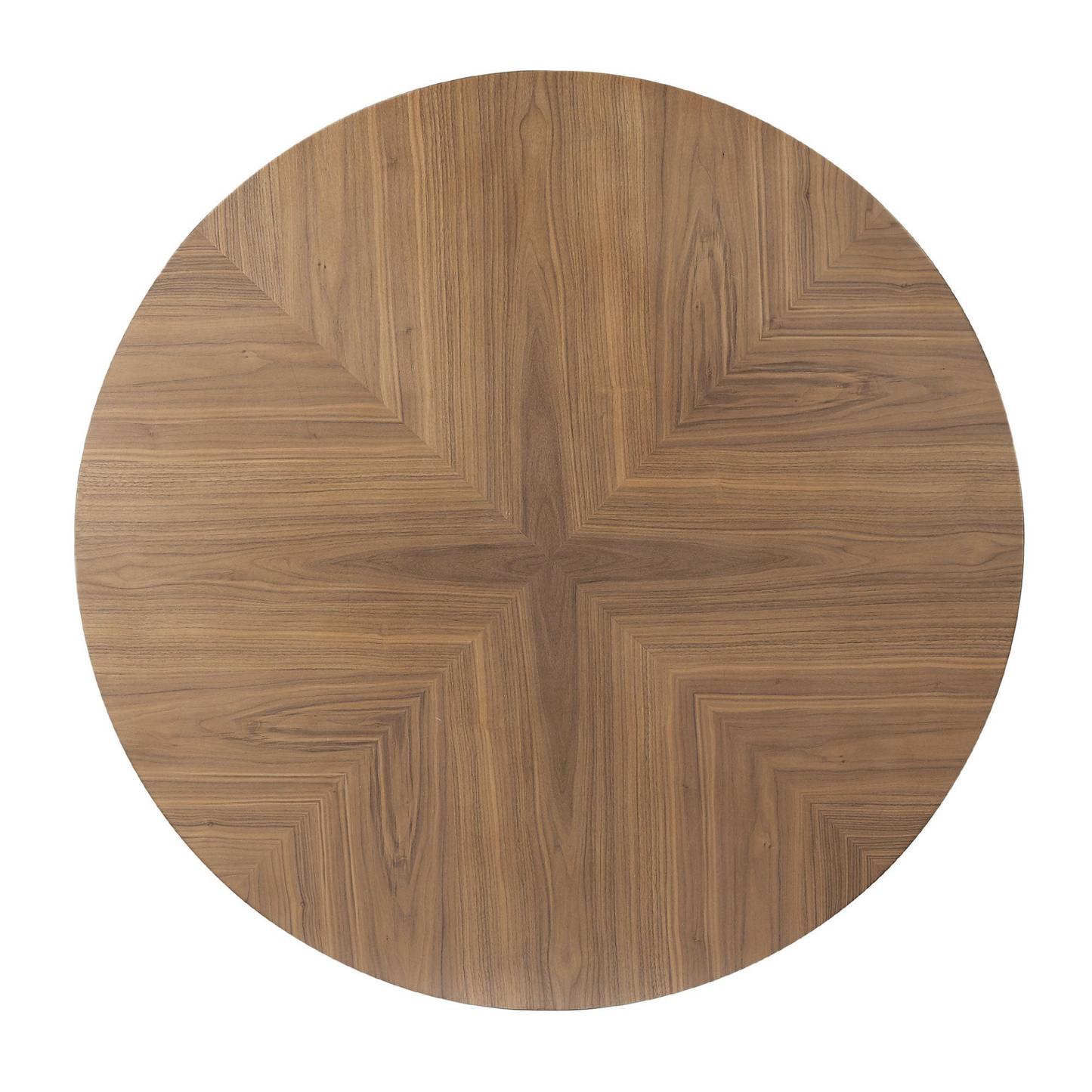 53.14'' Round MDF Coffee Table End Table Short Leisure Tea Table Cross Legs Metal Base, Easy to Assemble,Walnut.